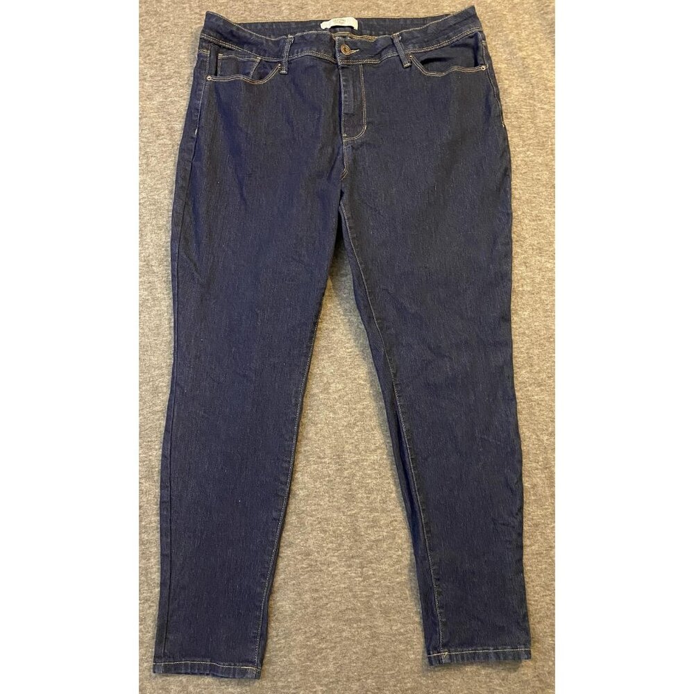 California Vintage Jeans Womens 18 Blue Dark Wash Straight High Rise Stretch - Picture 1 of 8
